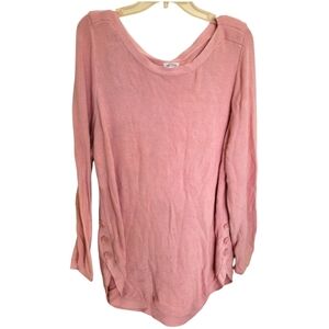 Westport Pink Waffle Knit Buttoned Slouchy Thermal Size 3X